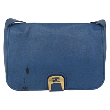 FENDI Chameleon Shoulder Bag Leather Blue gold Auth ti3558 - 0