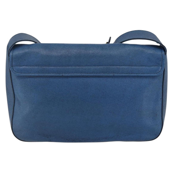 FENDI Chameleon Shoulder Bag Leather Blue gold Auth ti3558