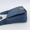 FENDI Chameleon Shoulder Bag Leather Blue gold Auth ti3558-4