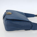 FENDI Chameleon Shoulder Bag Leather Blue gold Auth ti3558-5