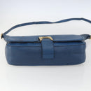 FENDI Chameleon Shoulder Bag Leather Blue gold Auth ti3558-9