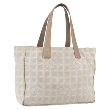 CHANEL New travel line Tote Bag Nylon Beige Gold CC Auth ti3559