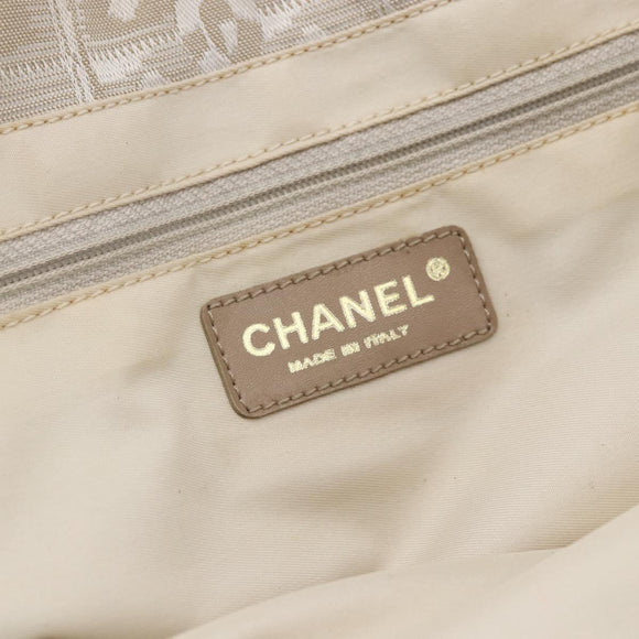 CHANEL New travel line Tote Bag Nylon Beige Gold CC Auth ti3559