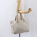 CHANEL New travel line Tote Bag Nylon Beige Gold CC Auth ti3559-22