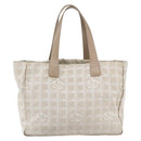 CHANEL New travel line Tote Bag Nylon Beige Gold CC Auth ti3559-2