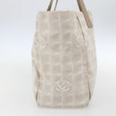 CHANEL New travel line Tote Bag Nylon Beige Gold CC Auth ti3559-3