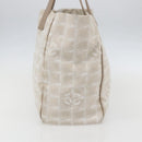 CHANEL New travel line Tote Bag Nylon Beige Gold CC Auth ti3559-4