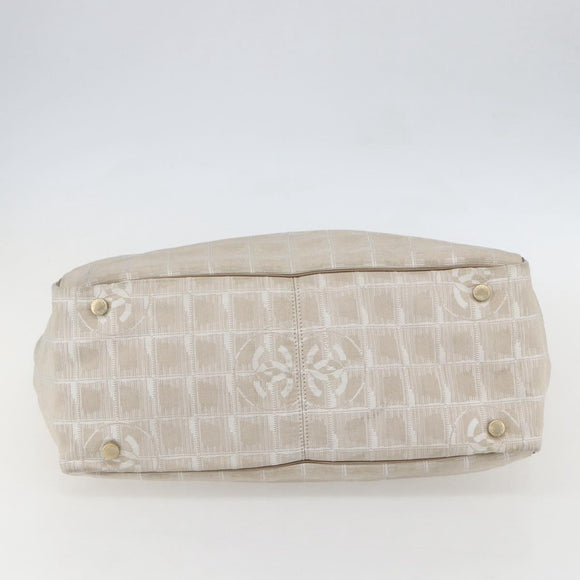 CHANEL New travel line Tote Bag Nylon Beige Gold CC Auth ti3559