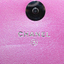 CHANEL Matelasse Hand Pouch Charm Patent leather Pink Silver CC Auth ti3561SAM-16