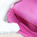 CHANEL Matelasse Hand Pouch Charm Patent leather Pink Silver CC Auth ti3561SAM-19