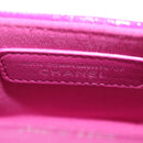 CHANEL Matelasse Hand Pouch Charm Patent leather Pink Silver CC Auth ti3561SAM-20
