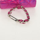 CHANEL Matelasse Hand Pouch Charm Patent leather Pink Silver CC Auth ti3561SAM-7
