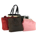 PRADA Hand Bag Nylon 5 Set Pink Cream khaki Auth ti3562-1