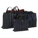 HERMES Fourre Tout Hand Bag Canvas 5 Set Black Red Navy Auth ti3565-1