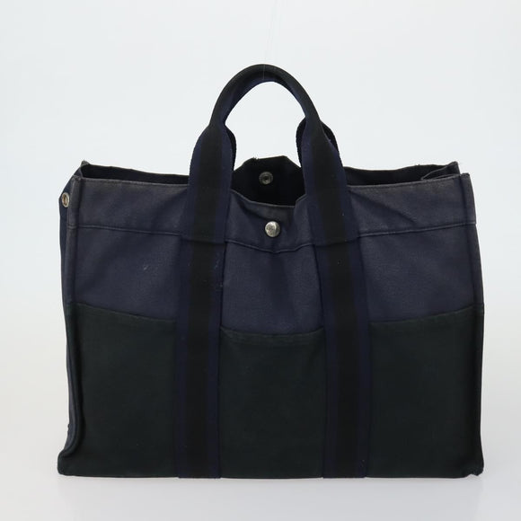 HERMES Fourre Tout Hand Bag Canvas 5 Set Black Red Navy Auth ti3565
