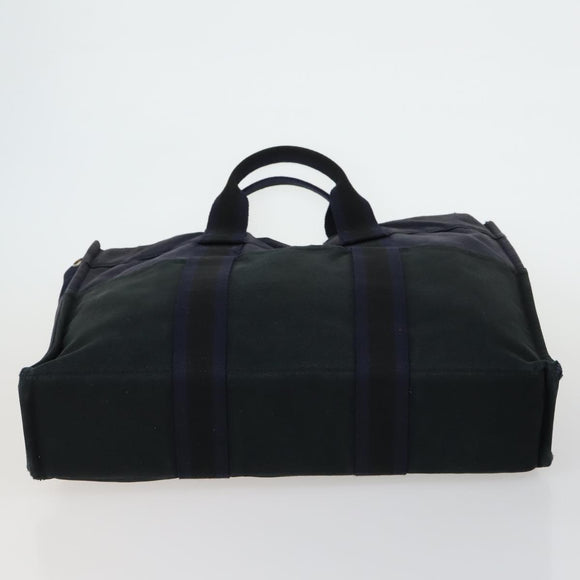 HERMES Fourre Tout Hand Bag Canvas 5 Set Black Red Navy Auth ti3565