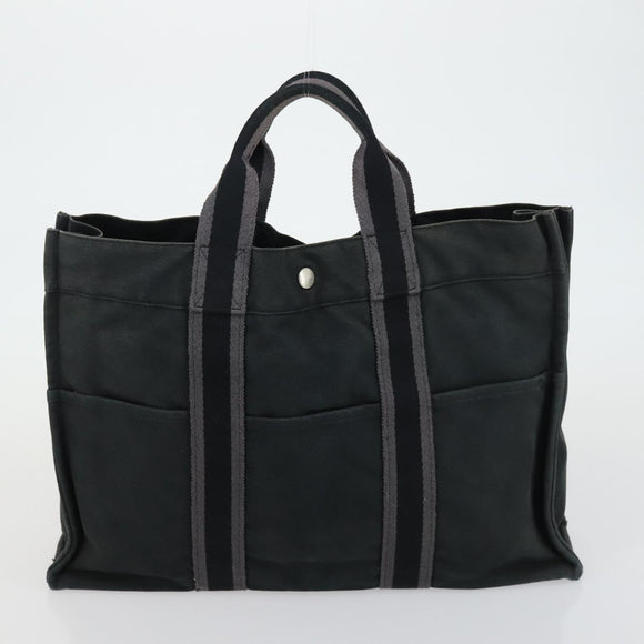 HERMES Fourre Tout Hand Bag Canvas 5 Set Black Red Navy Auth ti3565