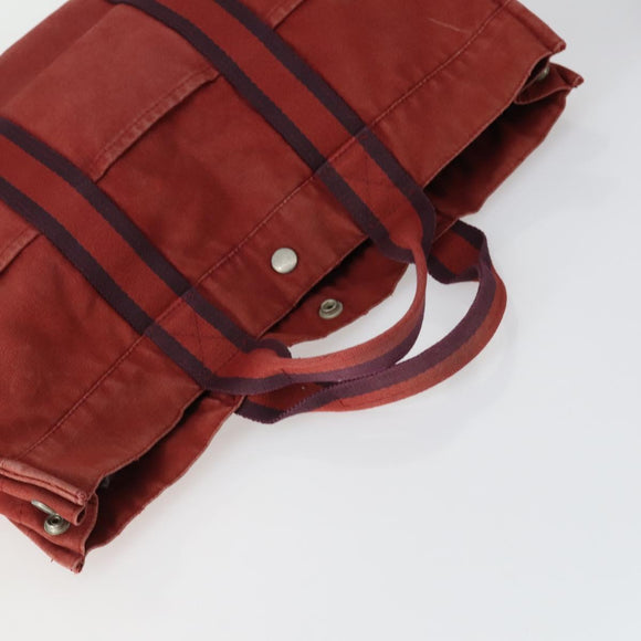 HERMES Fourre Tout Hand Bag Canvas 5 Set Black Red Navy Auth ti3565