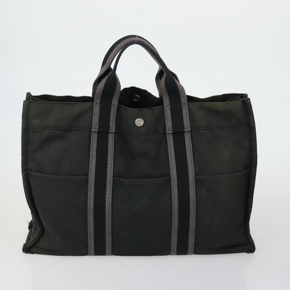 HERMES Fourre Tout Hand Bag Canvas 5 Set Black Red Navy Auth ti3565