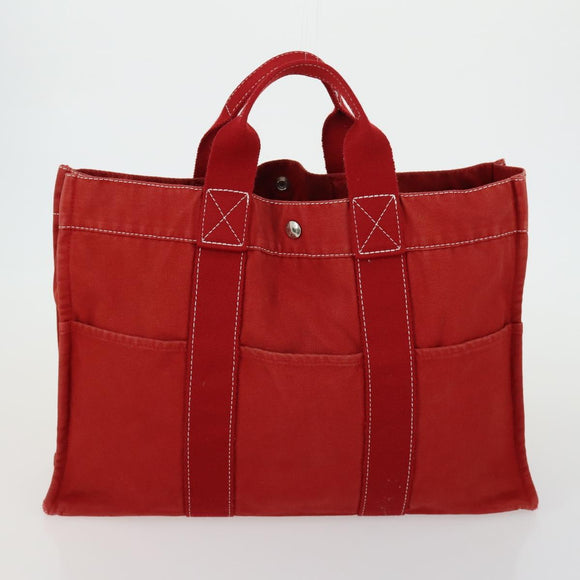 HERMES Fourre Tout Hand Bag Canvas 5 Set Black Navy Gray Red Brown Auth ti3567