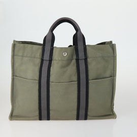 HERMES Fourre Tout Hand Bag Canvas 5 Set Black Navy Gray Red Brown Auth ti3567 - 0