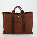 HERMES Fourre Tout Hand Bag Canvas 5 Set Black Navy Gray Red Brown Auth ti3567-23