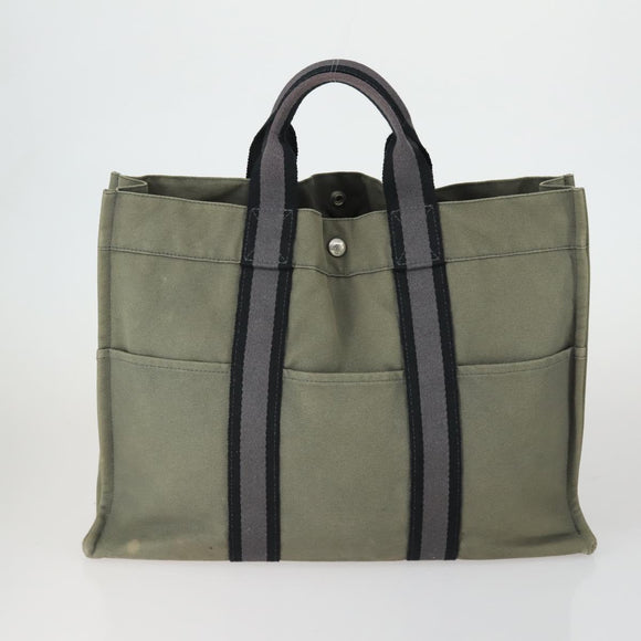 HERMES Fourre Tout Hand Bag Canvas 5 Set Black Navy Gray Red Brown Auth ti3567