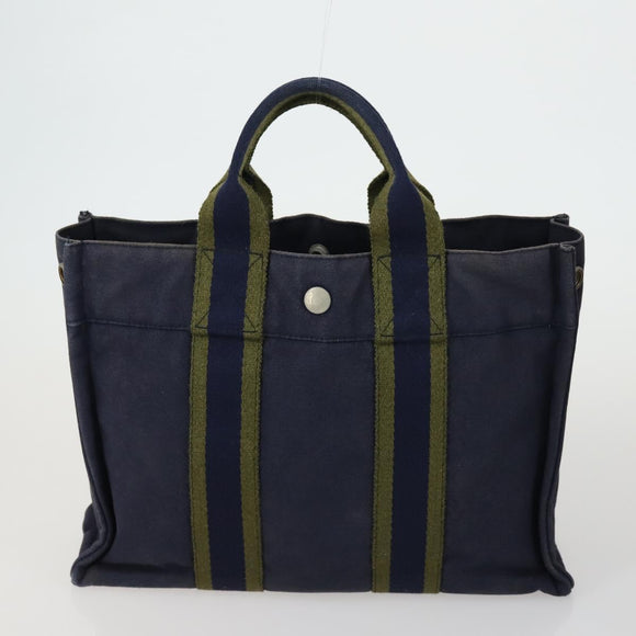 HERMES Fourre Tout Hand Bag Canvas 5 Set Black Navy Gray Red Brown Auth ti3567