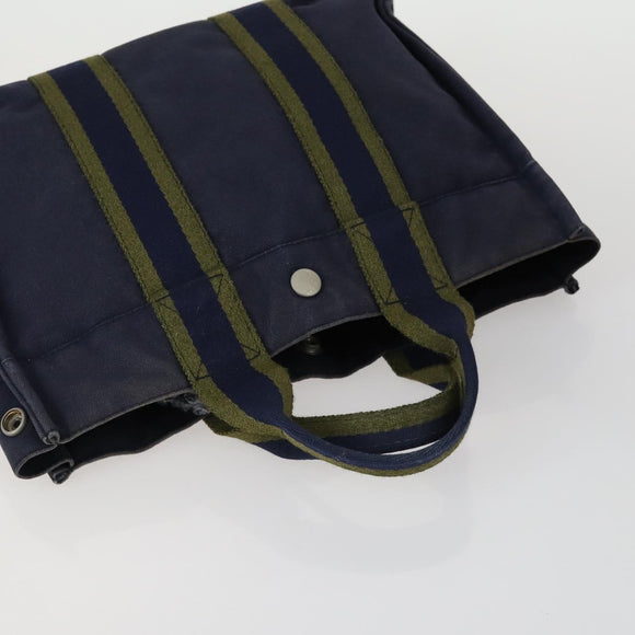 HERMES Fourre Tout Hand Bag Canvas 5 Set Black Navy Gray Red Brown Auth ti3567