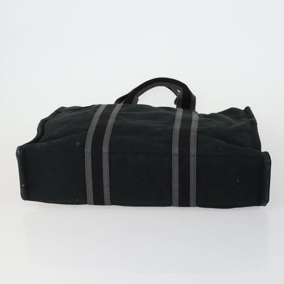 HERMES Fourre Tout Handtas Canvas 5 Set Grijs Zwart Auth ti3571