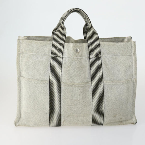 HERMES Fourre Tout Handtas Canvas 5 Set Grijs Zwart Auth ti3571