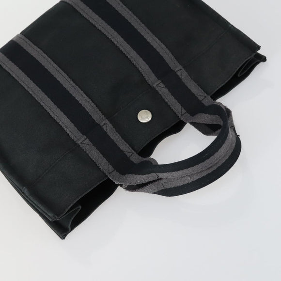 HERMES Fourre Tout Handtas Canvas 5 Set Grijs Zwart Auth ti3571