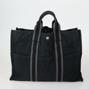 HERMES Fourre Tout Hand Bag Canvas 5 Set Gray Black Auth ti3571-2