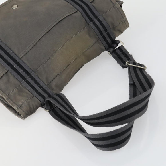 HERMES Fourre Tout Hand Bag Canvas 5 Set Gray Black Auth ti3571