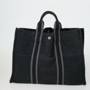 HERMES Fourre Tout Hand Bag Canvas 5 Set Gray Black Auth ti3571-3