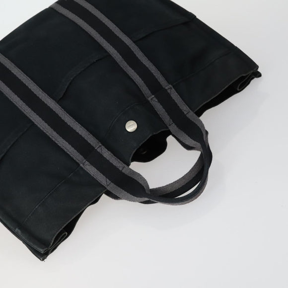 HERMES Fourre Tout Handtas Canvas 5 Set Grijs Zwart Auth ti3571
