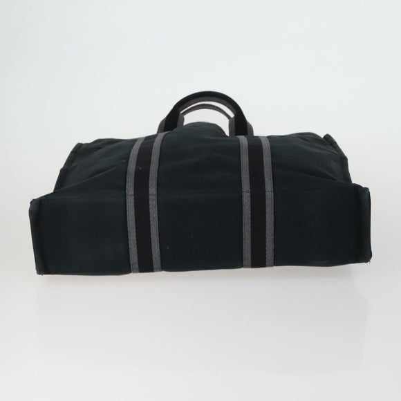 HERMES Fourre Tout Hand Bag Canvas 5 Set Gray Black Auth ti3571