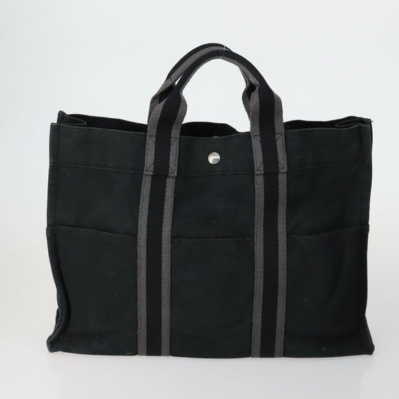 HERMES Fourre Tout Handtas Canvas 5 Set Grijs Zwart Auth ti3571