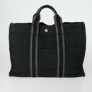 HERMES Fourre Tout Handtas Canvas 5 Set Grijs Zwart Auth ti3571-8
