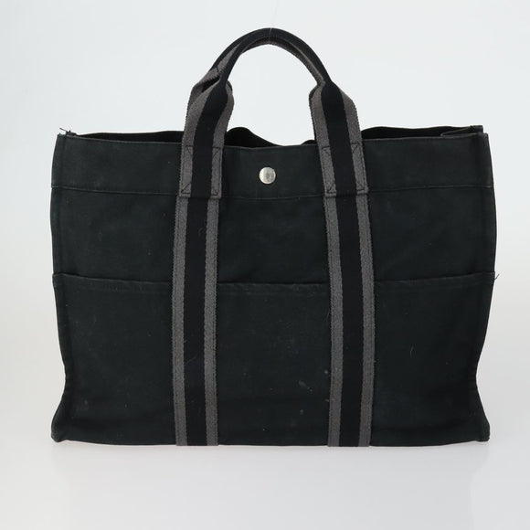 HERMES Fourre Tout Handtas Canvas 5 Set Grijs Zwart Auth ti3571