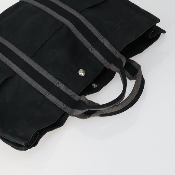 HERMES Fourre Tout Hand Bag Canvas 5 Set Gray Black Auth ti3571