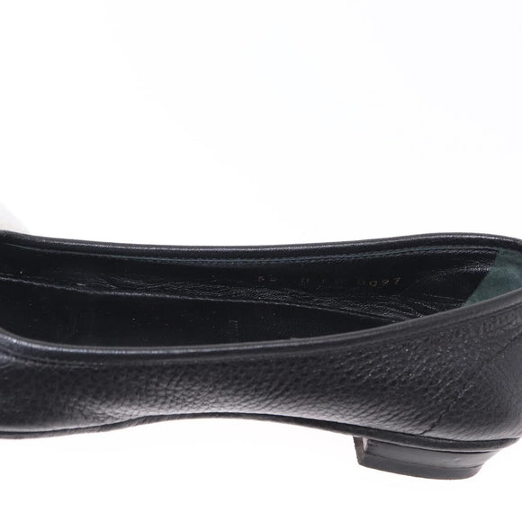 LOUIS VUITTON Flat Shoes Leather Black LV Auth ti3573