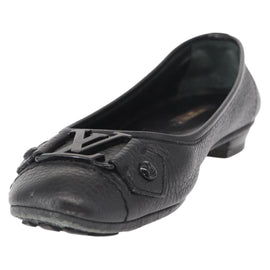 LOUIS VUITTON Flat Shoes Leather Black LV Auth ti3573 - 0