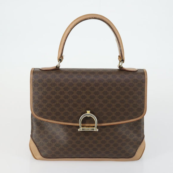 CELINE C Macadam Macadam Canvas Bag PVC Canvas 3 Set Brown Navy Auth ti3574