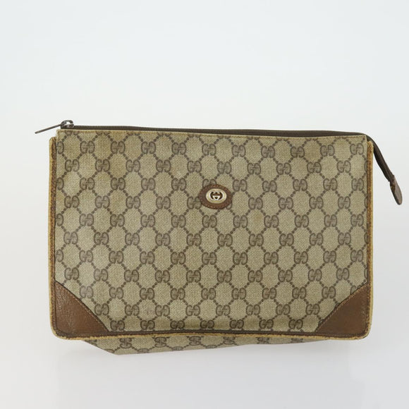 CELINE Gucci GG Supreme Macadam Canvas Bag PVC 4 Set Brown Beige Auth ti3575