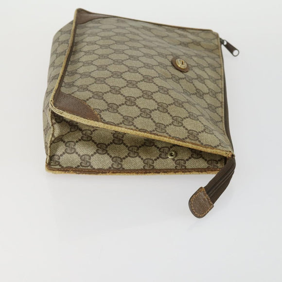 CELINE Gucci GG Supreme Macadam Canvas Bag PVC 4 Set Brown Beige Auth ti3575