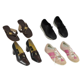 Christian Dior LOUIS VUITTON FENDI PRADA Shoes Leather 4 Set Black Auth ti3579