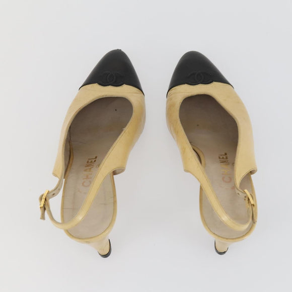 CHANEL Louis Vuitton High heels Leather 3 Set Beige CC Auth ti3580