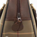 Burberrys Nova Check Hand Bag Canvas Khaki Gold Auth ti3581-14
