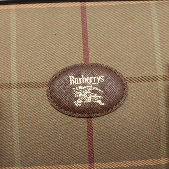 Burberrys Nova Check Hand Bag Canvas Khaki Gold Auth ti3581